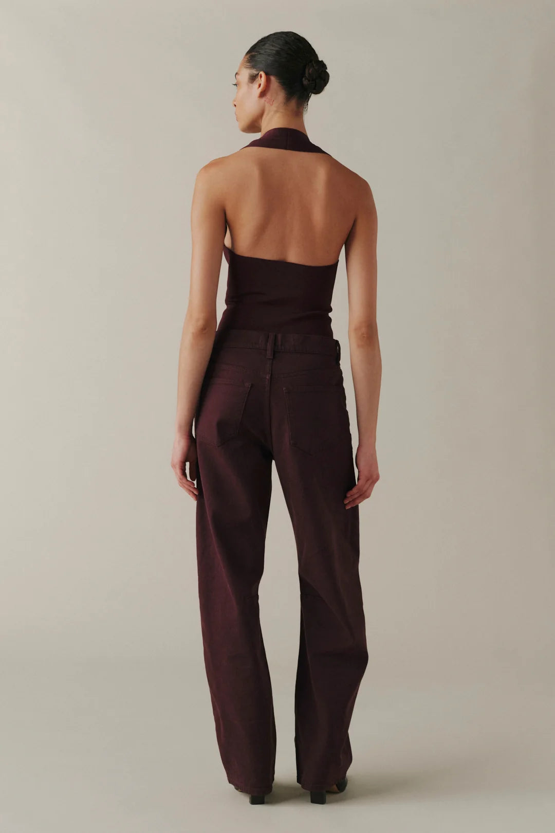 BNA soft curve barrel jeans in Garnet