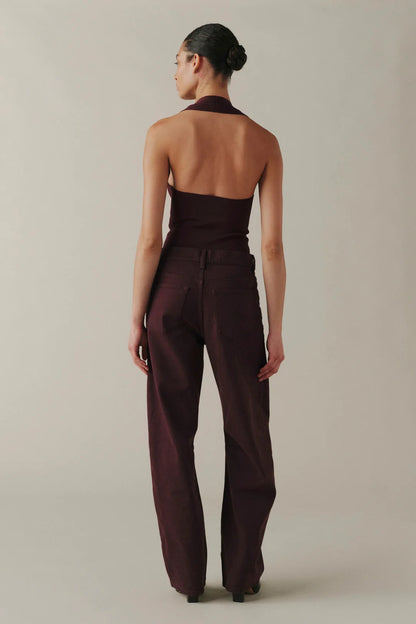 BNA soft curve barrel jeans in Garnet