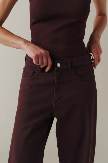 BNA soft curve barrel jeans in Garnet