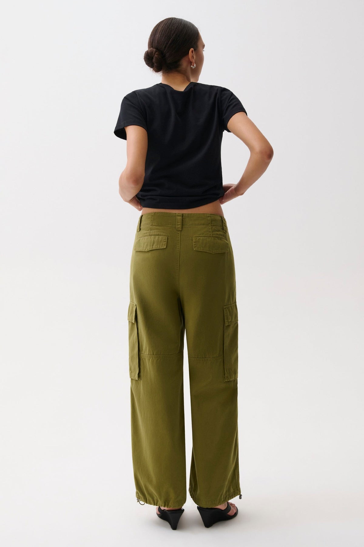 Petra Drawstring Harem Cargo Pant in Deep Moss