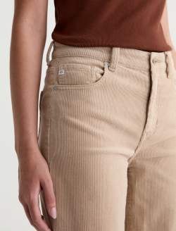 Saige Wide Leg Corduroy Pant in Studio Tan