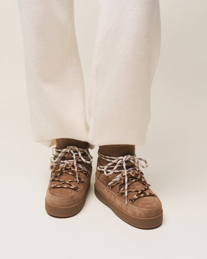 Quilted Suede Boot in Brown