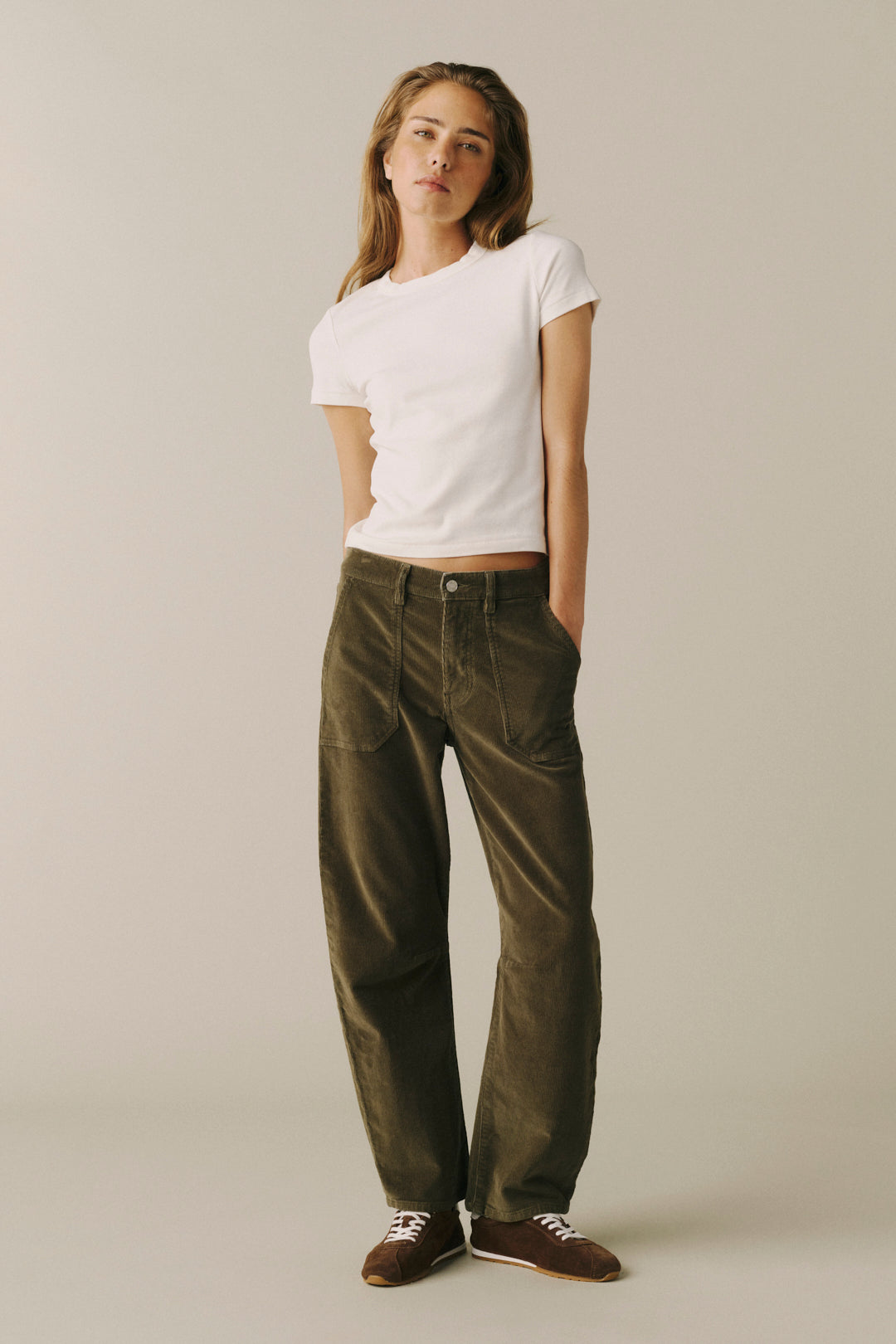 warp + weft BNA Corduroy Pants in Olive Grove