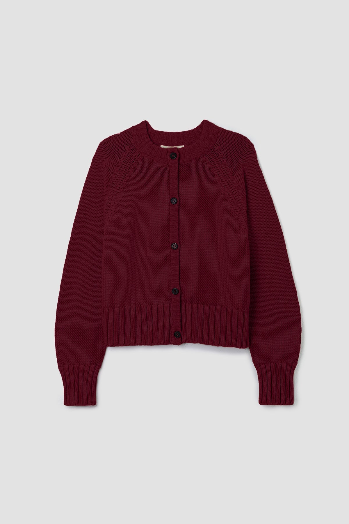 Sian Organic Cotton Knitted Cardigan in Bordeaux