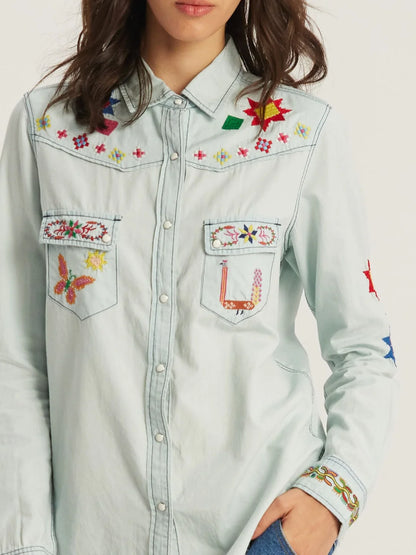 Me369 Opan Embroidered Denim Shirt