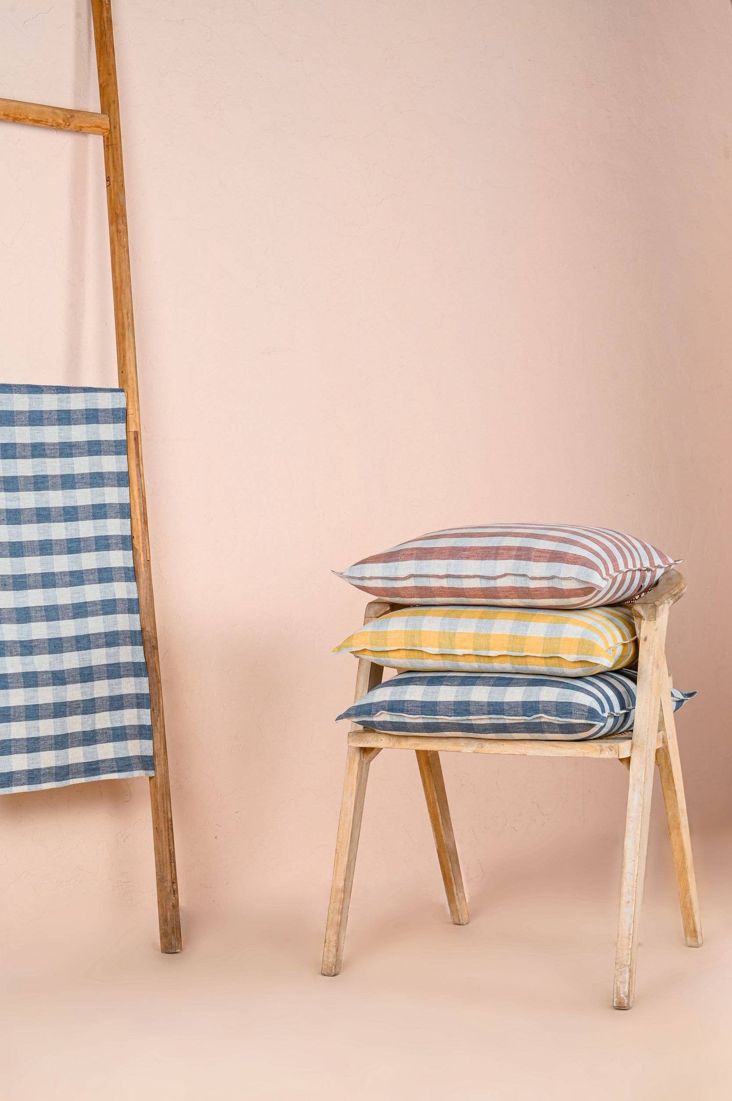 Gingham Checks Clara Linen Throw Pillow with Insert