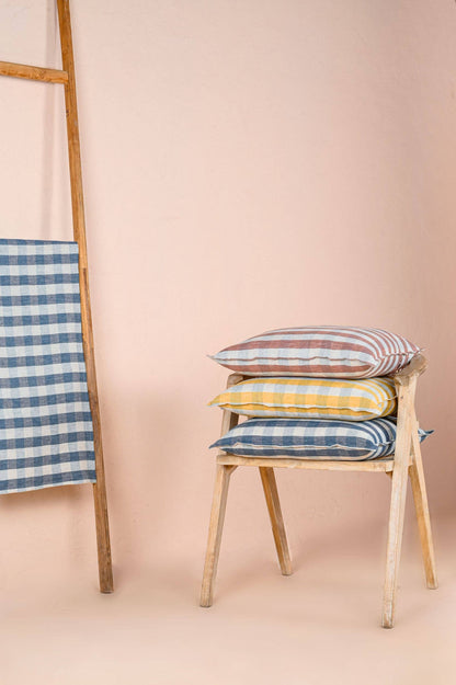 Gingham Checks Clara Linen Throw Pillow with Insert