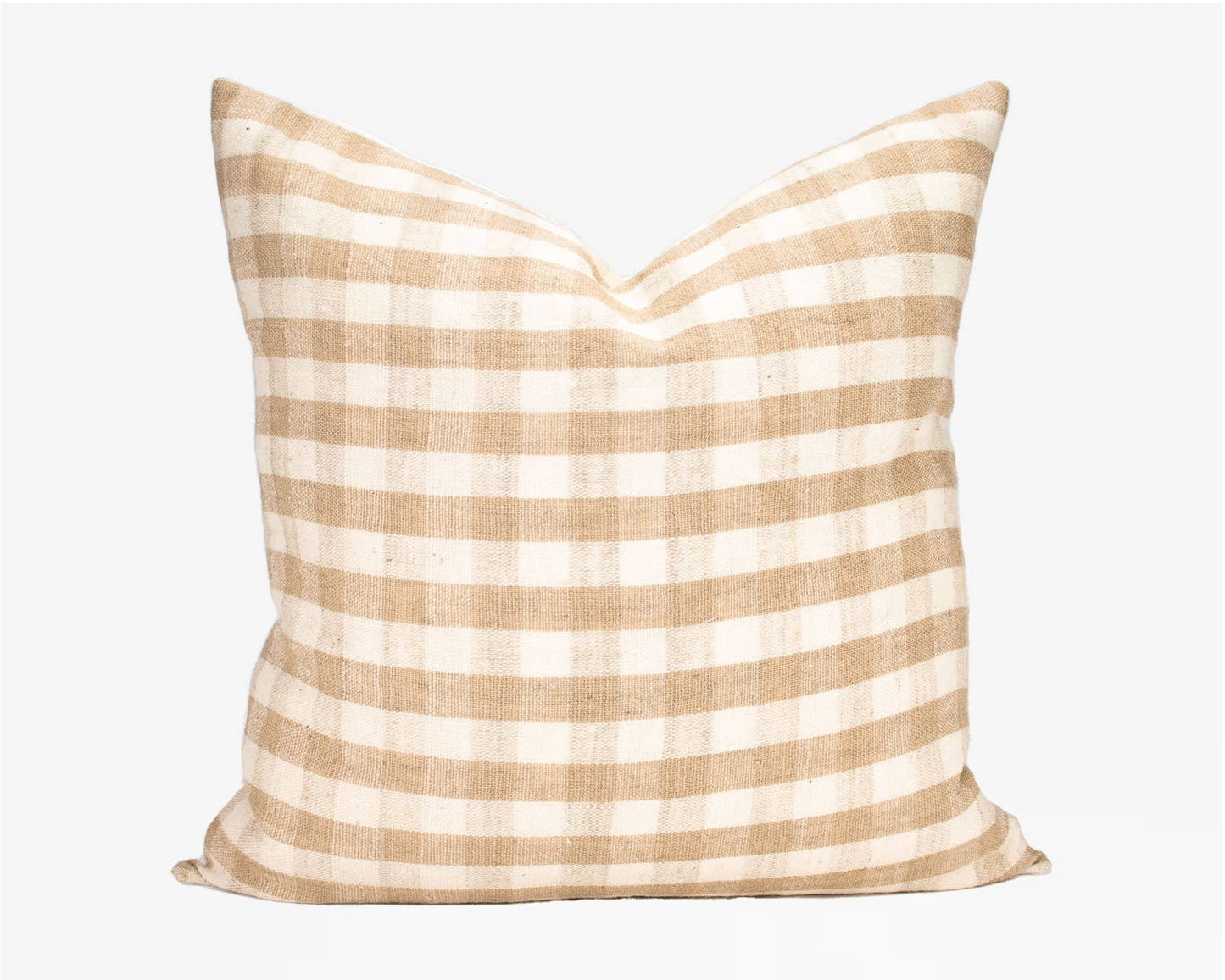 Reva Check - Tan Pillow + Down Insert
