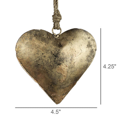 Heart on Rope, Antique Brass - Sm.  5” rope hanger