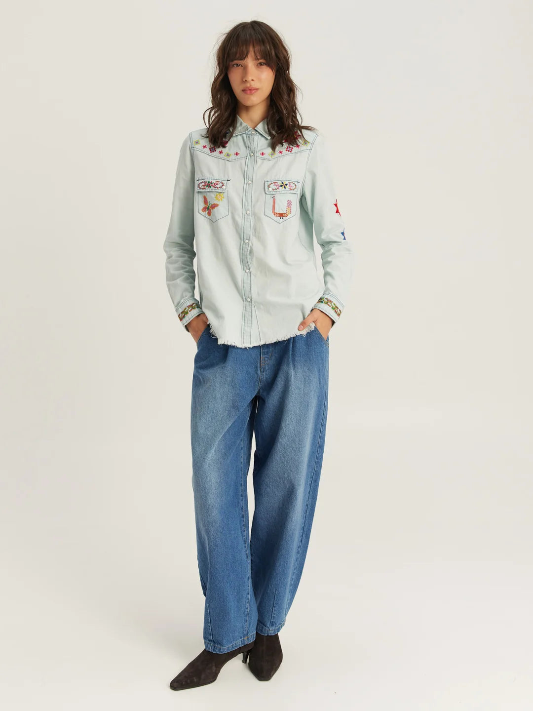 Me369 Opan Embroidered Denim Shirt