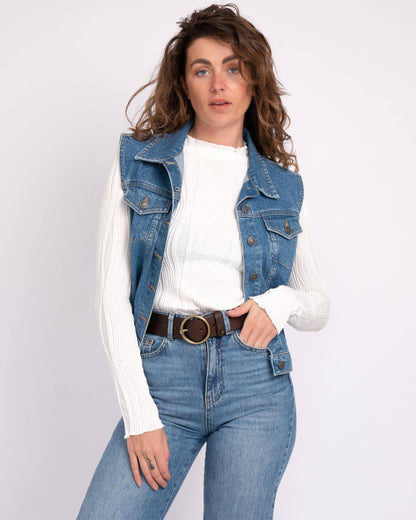 Vintage Full-Grain Leather Belt for Women
