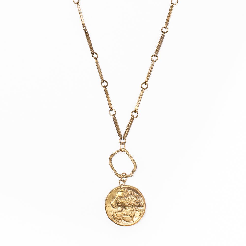 Horses Coin Circle Necklace 
