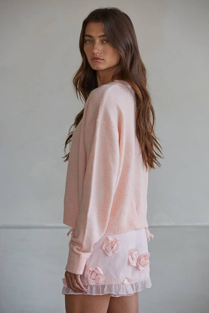 Sweater Crew Neck Cardigan
