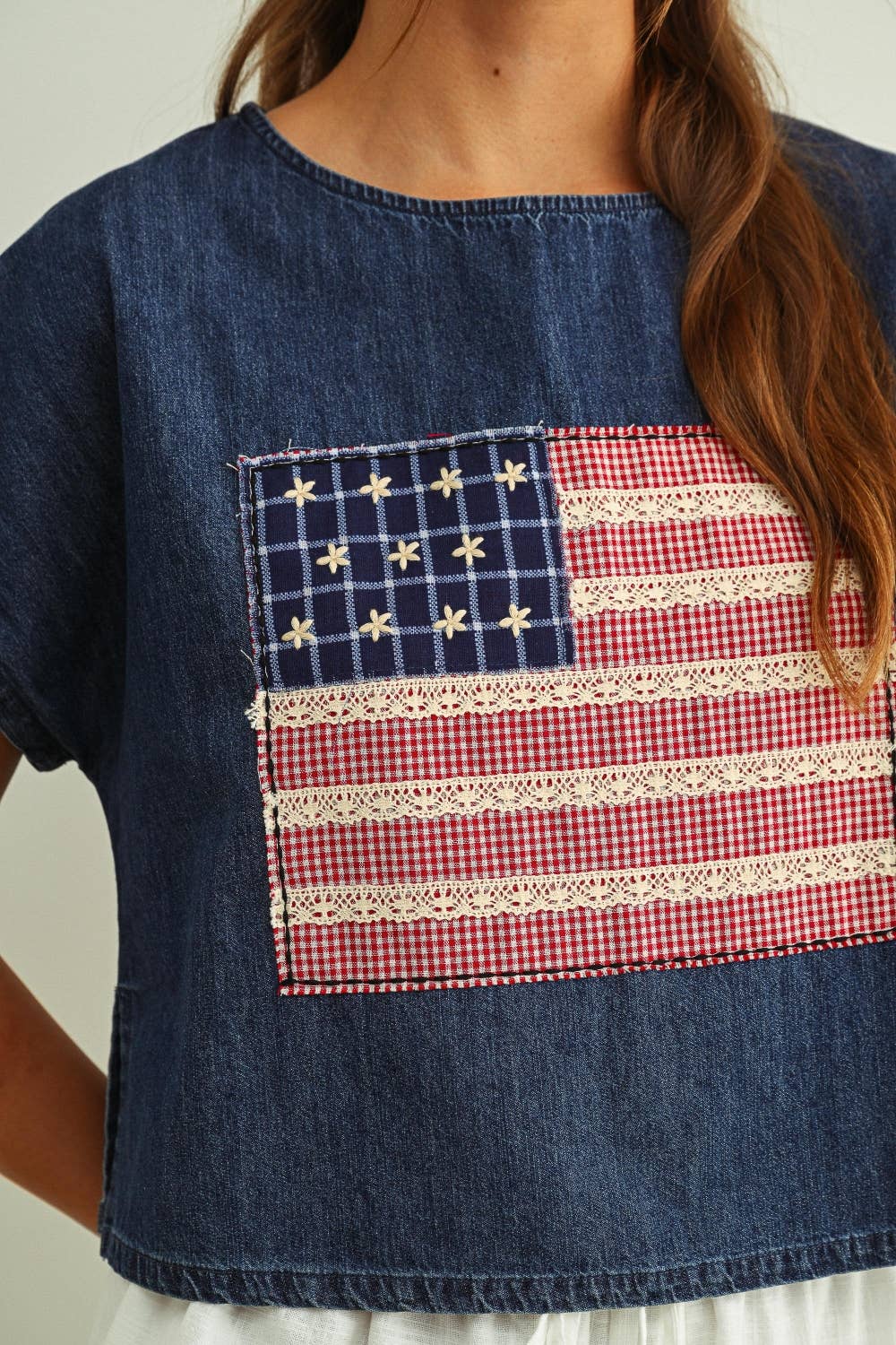 Flag Patched Dolman Sleeve Top
