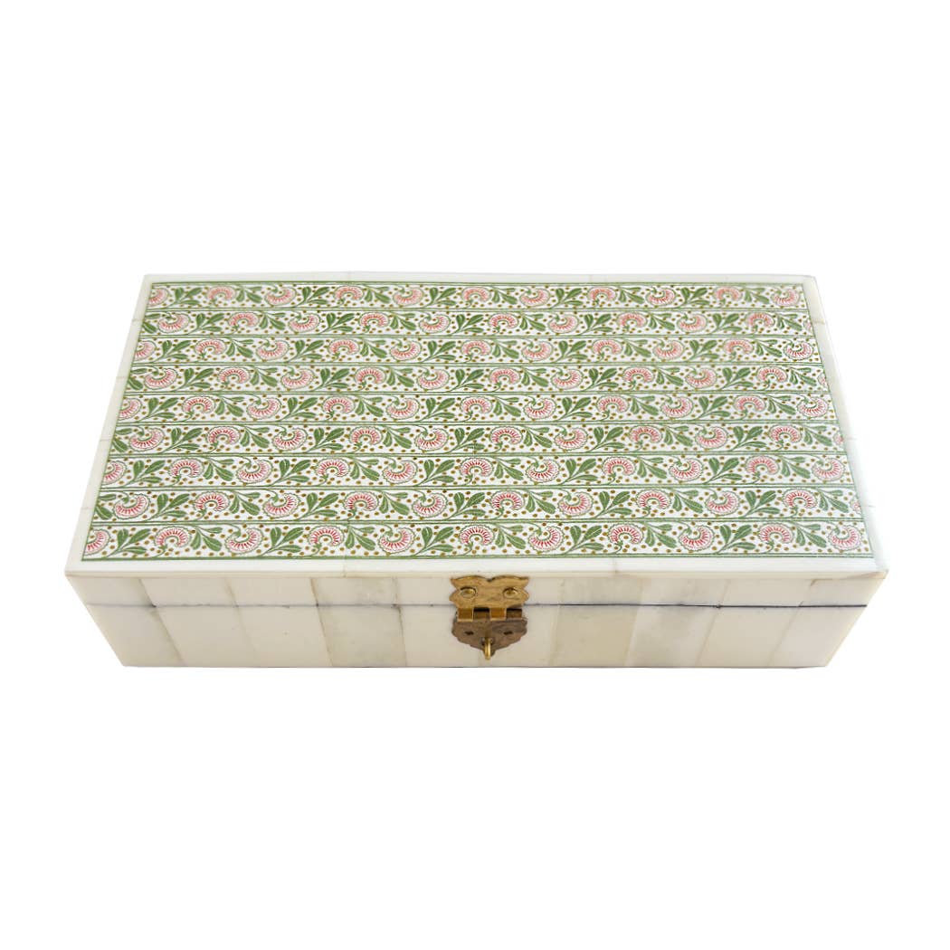 Thistle and Sprigs Printed Trinket Box, 6-1/4"