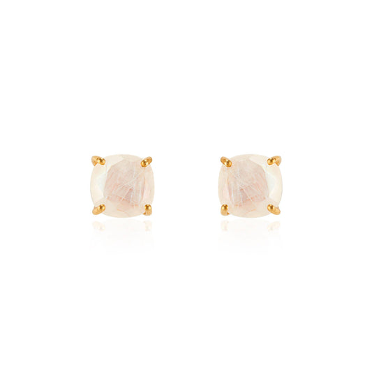 Emmy Studs | Rainbow Moonstone