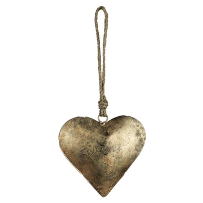 Heart on Rope, Antique Brass - Sm.  5” rope hanger