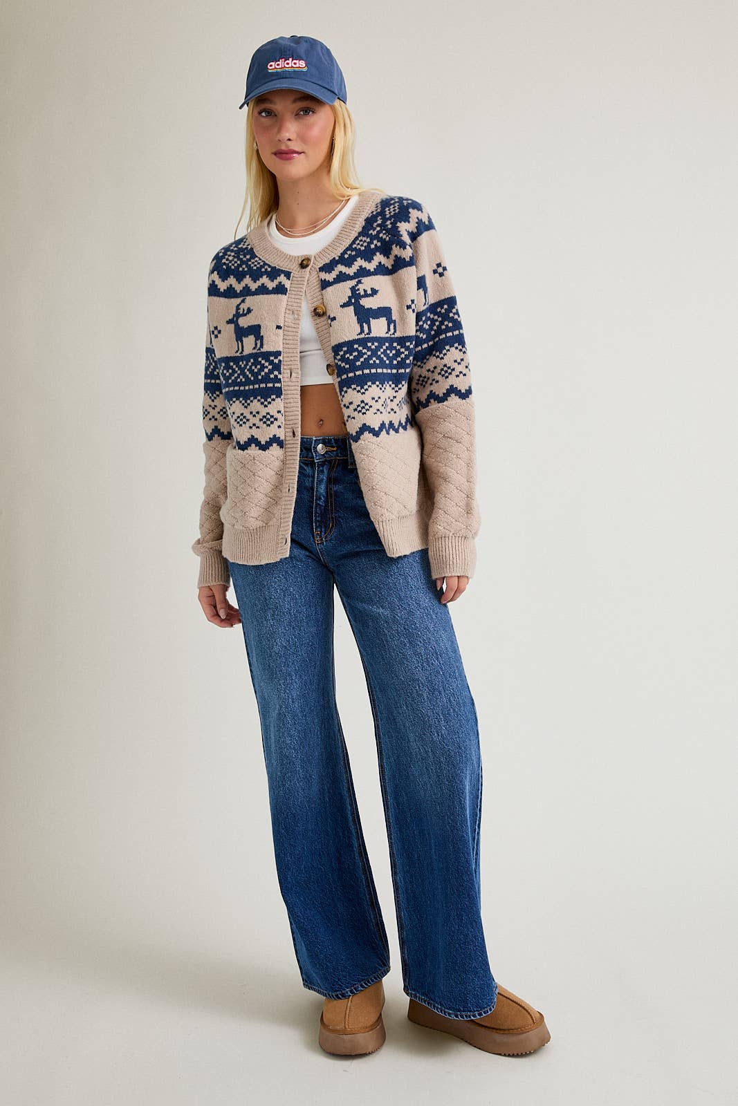 Cozy Crew-Neck Nordic Cardigan