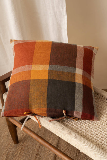Linen Eugene Throw Pillow with Tie Knots