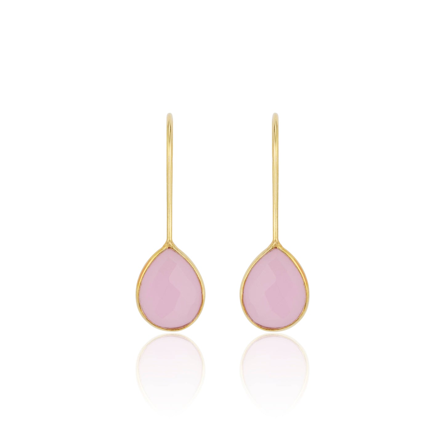 Tear Drop Earrings Pink Chalcedony