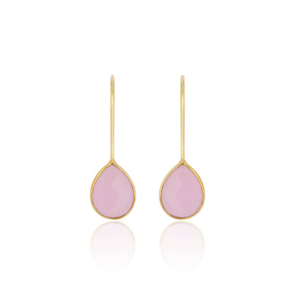 Tear Drop Earrings Pink Chalcedony