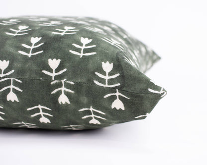 Didi - Tulip Block Print Pillow  - Agave + Down Insert