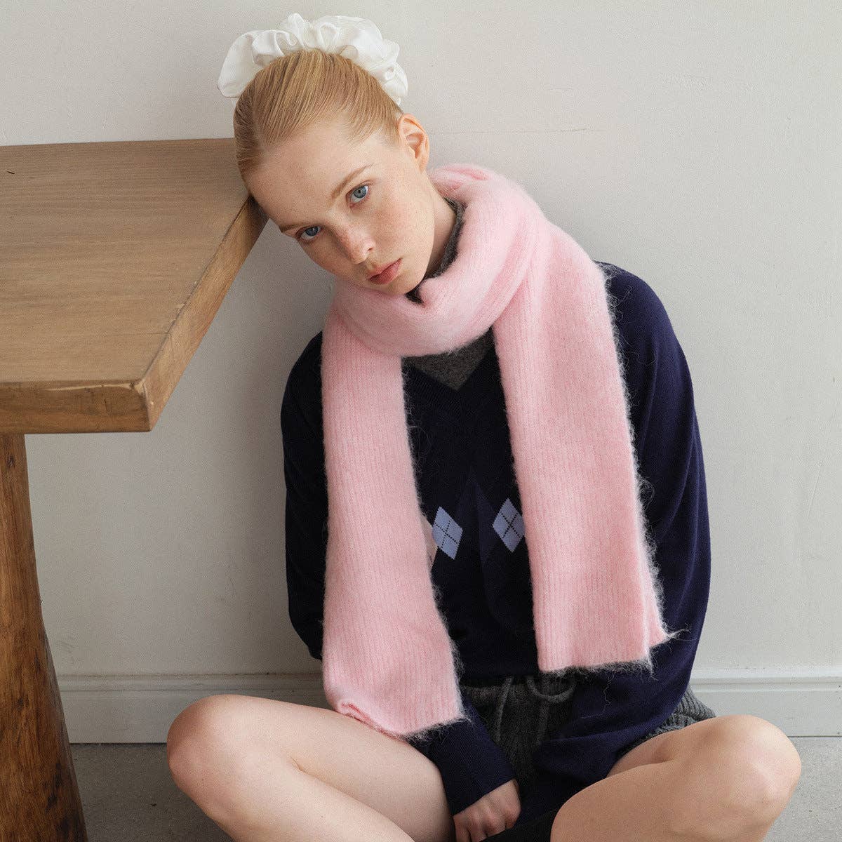 Solid Color Alpaca Wool Blend Scarf