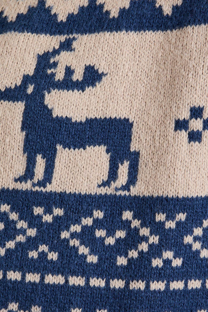 Cozy Crew-Neck Nordic Cardigan