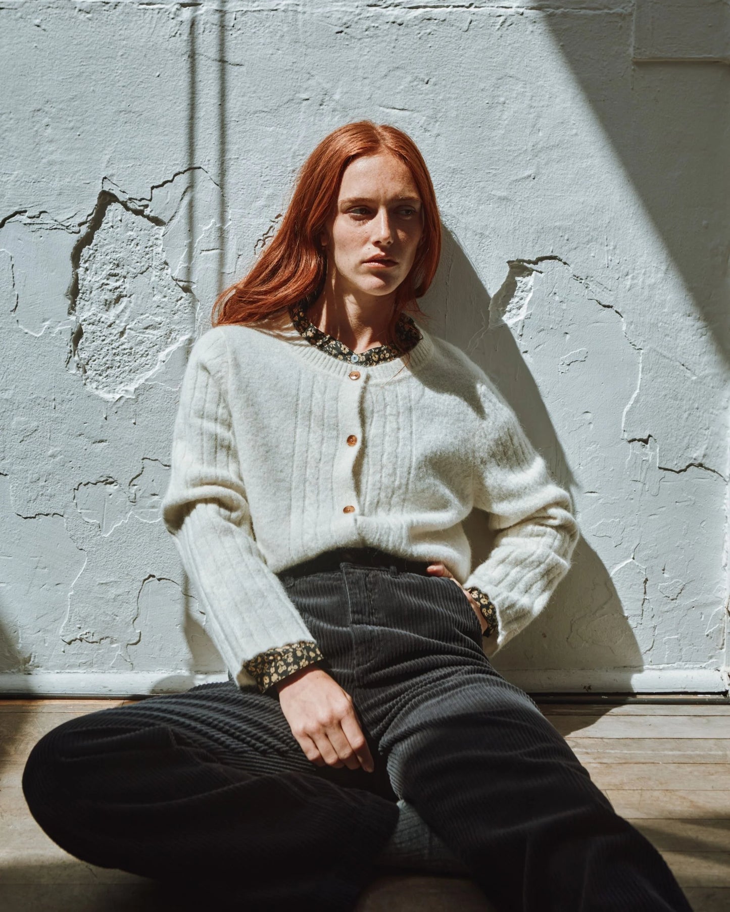 Ecru Alpaca Wool-Blend Cardigan