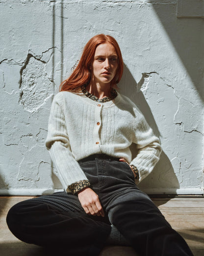 Ecru Alpaca Wool-Blend Cardigan