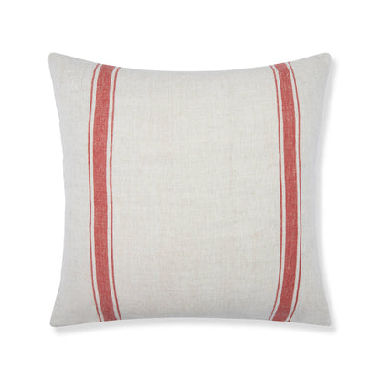 Marseille Stripe Throw Pillow in Red Natural 22"x22"