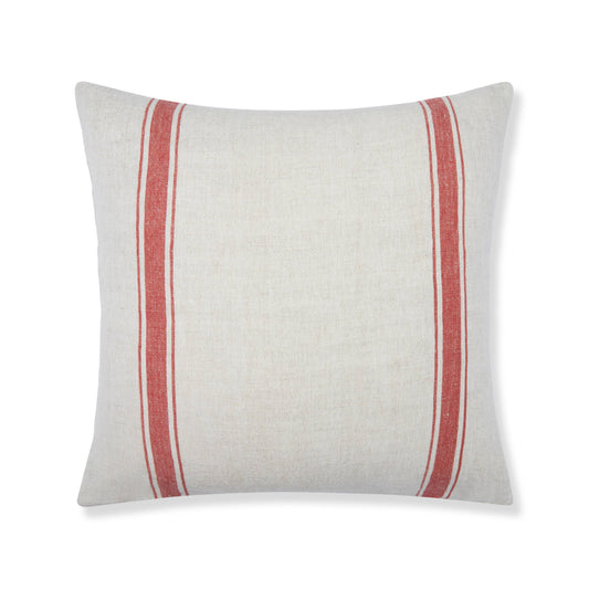 Marseille Stripe Throw Pillow in Red Natural 22"x22"