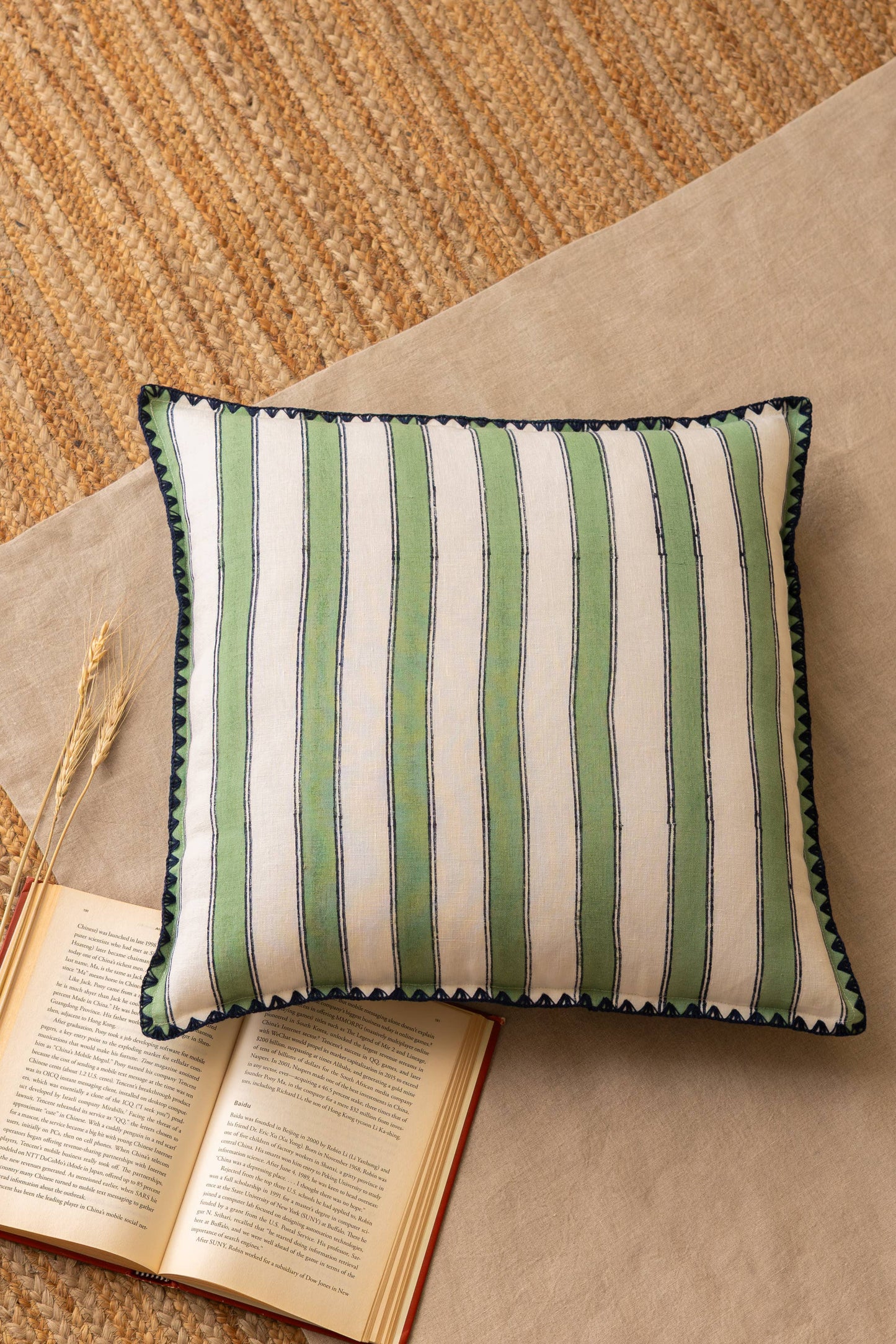 Linen Heritage Stripe Throw Pillow