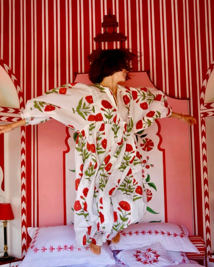 Taj Maxi Dress Red Flower Block Print