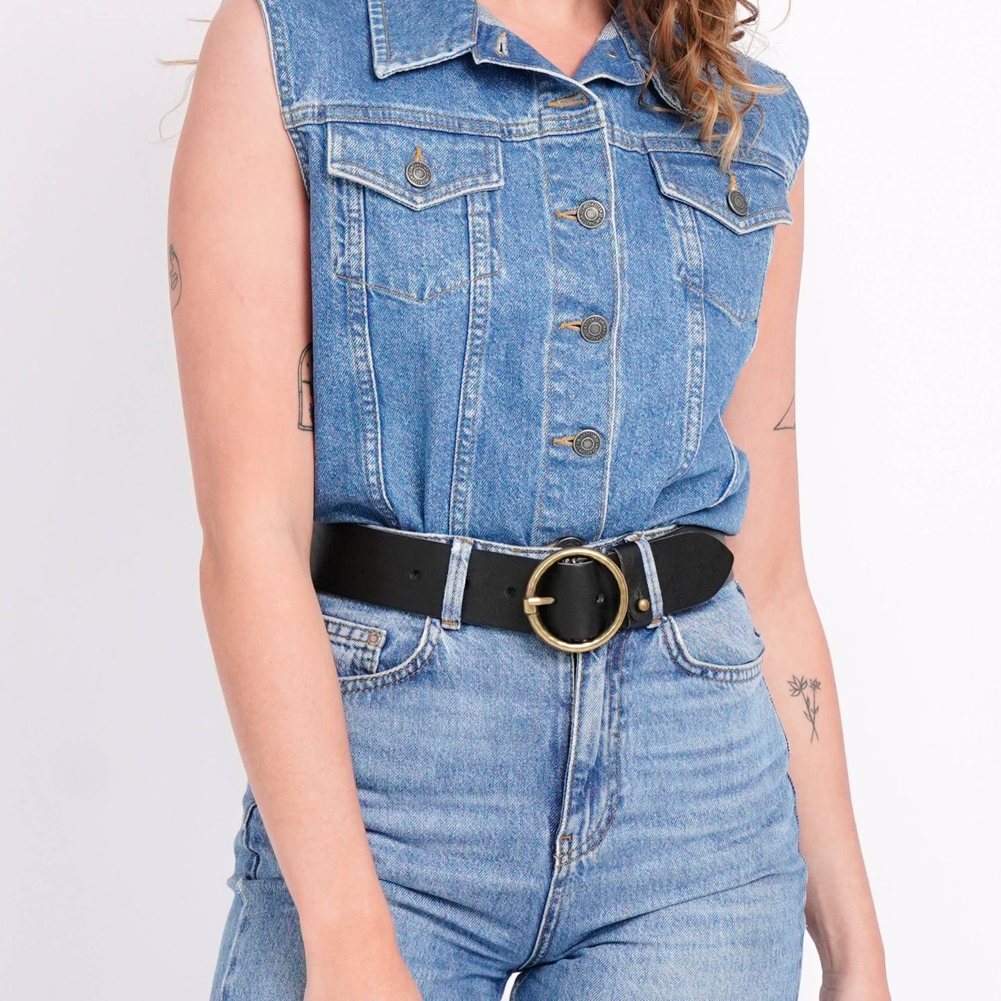 Vintage Full-Grain Leather Belt for Women