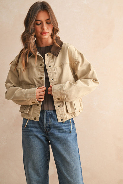 Utility Jacket with Contrast Collar