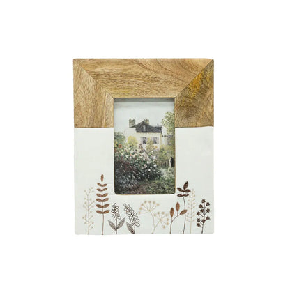 4x6 Heather Embroidered Floral Wood Photo Frame Brown