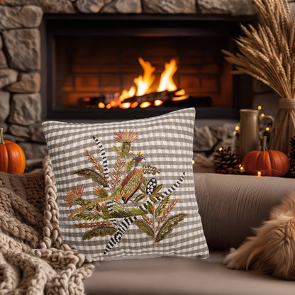 Harvest Pheasant Embroidered Pillow