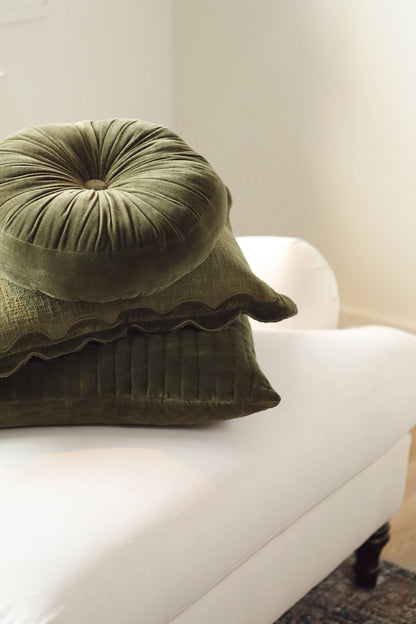 21x12 Velvet Scallop Pillow, Moss
