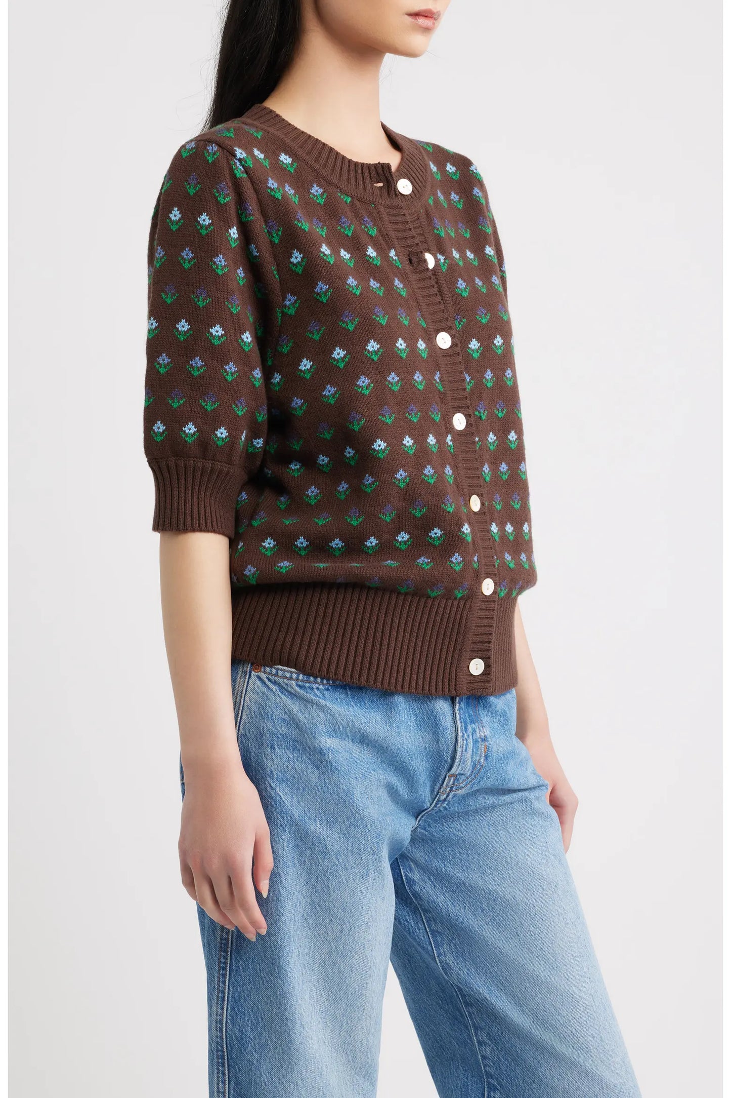 Rails Christine Cottage Floral Short Sleeve Sweater