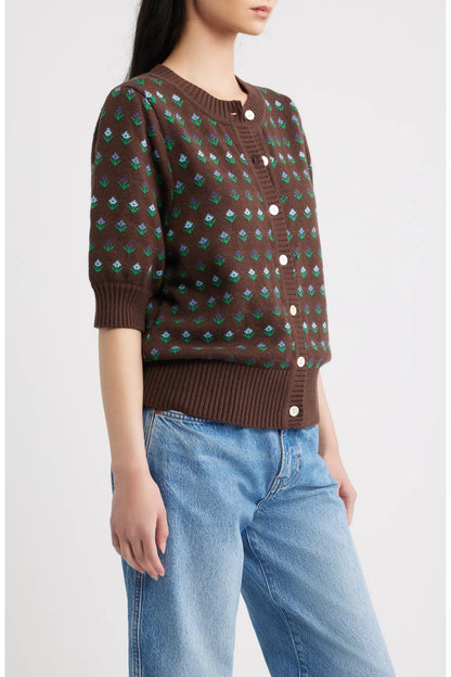 Rails Christine Cottage Floral Short Sleeve Sweater