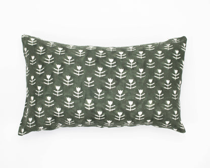Didi - Tulip Block Print Pillow  - Agave + Down Insert