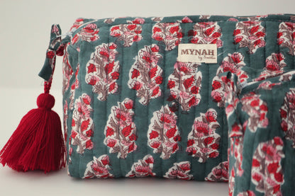 Emerald motif print travel/make up/organizer/bag-Set of 3