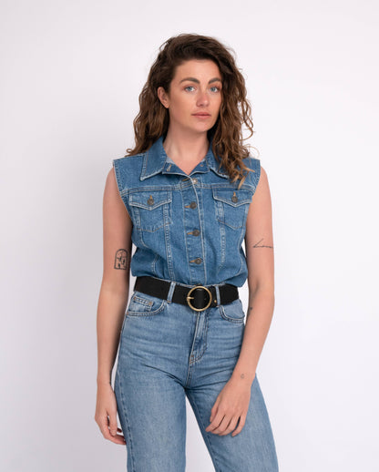 Vintage Full-Grain Leather Belt for Women