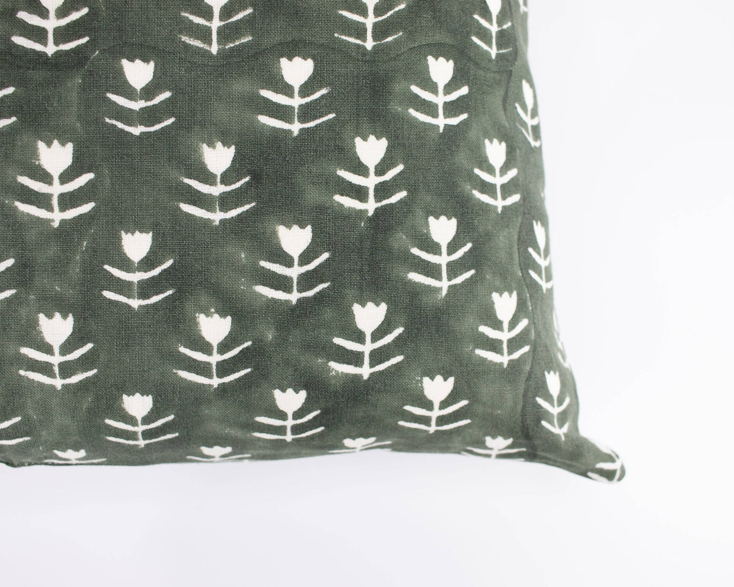 Didi - Tulip Block Print Pillow  - Agave + Down Insert
