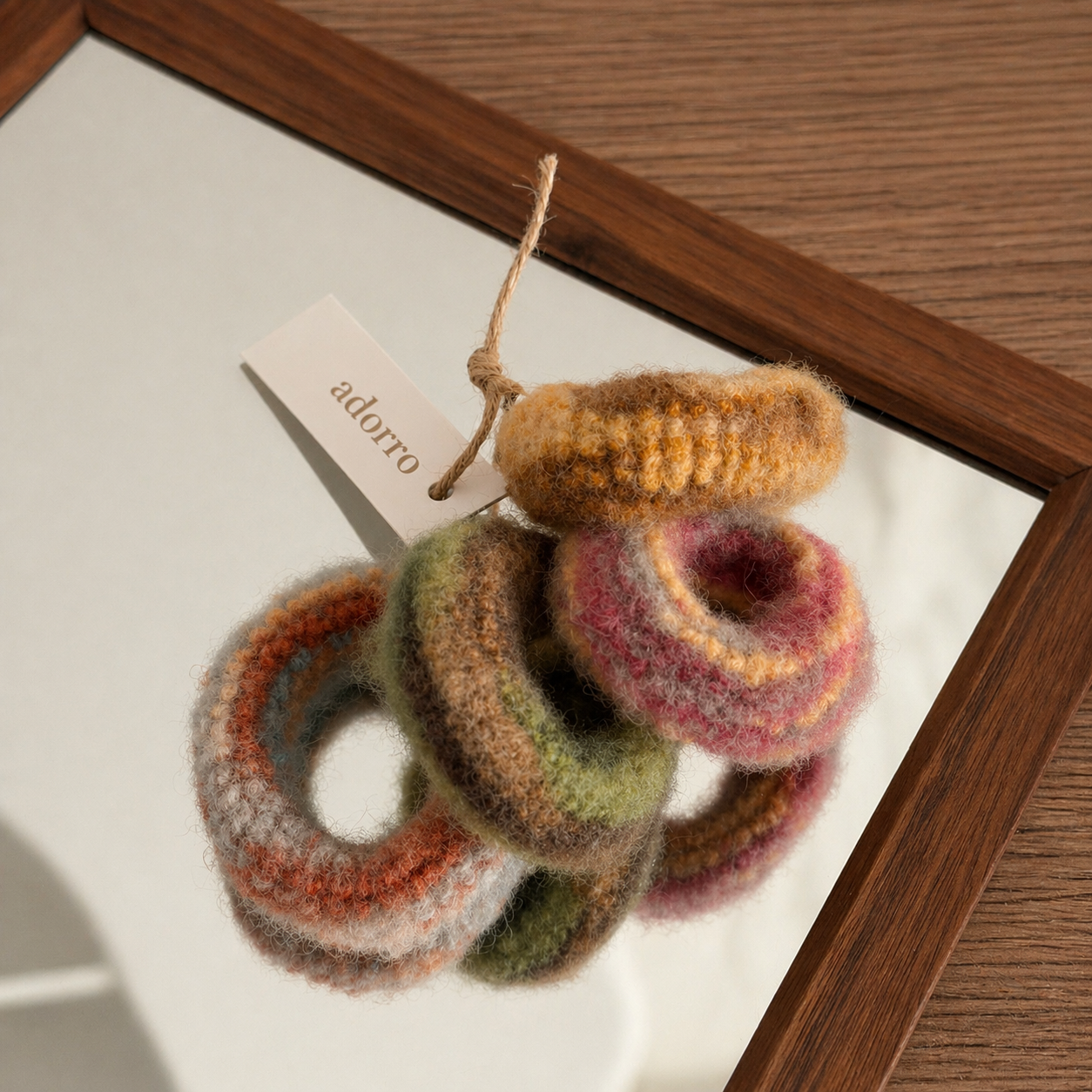 Fuzzy Multicolor Seamless Knit Jumbo Hair Ties  (Set of 4)