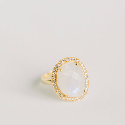 Cosmo Moonstone Gold Pavé Ring