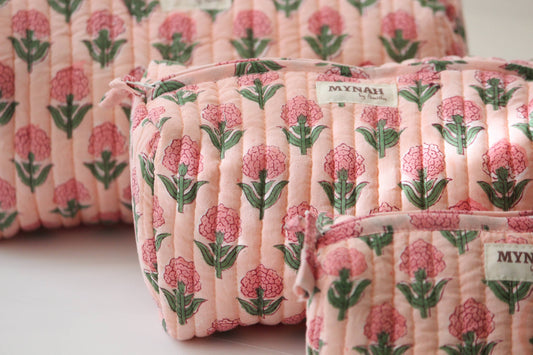 Blush marigold print travel/makeup/organizer/bag-Set of 3