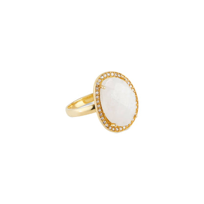 Cosmo Moonstone Gold Pavé Ring