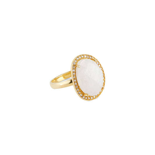 Cosmo Moonstone Gold Pavé Ring